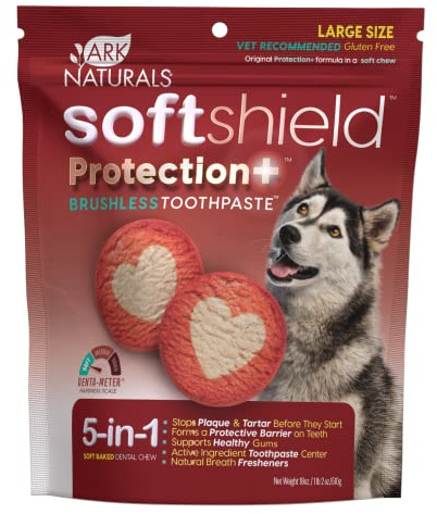 ARK Naturals Soft Shield Protection+ Brushless Toothpaste, Dog Dental Chews for Large Breeds, Stops Plaque & Tartar, Freshens Breath
