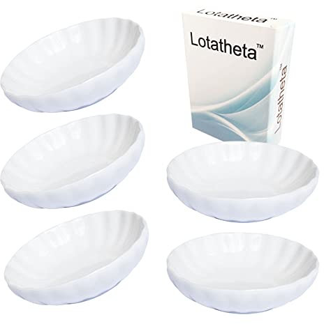 Lotatheta 5 piezas de concha en forma de porcelana de soja plato de cerámica de inmersión cuencos blancos para cenar hornear barbacoa y cocinar
