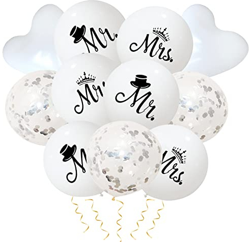 11 Pcs Mr and Mrs Balloons Wedding Balloon Party Decoration,Hen Party Accessories Rose Gold BrideBalloons,Team Bride Balloon for Bridal Shower Wedding HenNight Party HenDo Decor