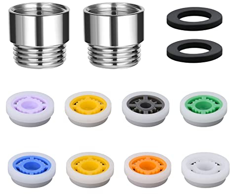 flintronic Shower Flow Reducer Limiter Set, Shower Flow Restrictor,Water Saver Tap Filter, 2Pcs Water Saving Shower Head & 8 Different Flows(4-15L/min), Universal Faucet Aerator Replacement Parts
