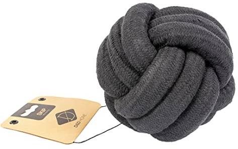 D&D Home, Hundespielzeug Skip Ball L – 15 cm x 18 mm schwarz, natürliche und strapazierfähige Materialien, schöne Verarbeitung aus Leder, modische Farbe und Form, hält Zähne und Zahnfleisch gesund