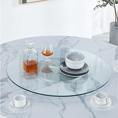 XFAK Plateau De Table ∅90cm en Verre Trempé Lazy Susan, Dessus De Table Transparent, Grand Assiette De Service pour Salle À Manger, Cuisine-Rond (Size : 50cm(20in))