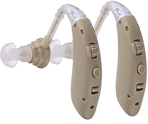 Amplificatori acustici Dispositivi di amplificazione del suono personali digitali ricaricabili PSAP per anziani, dietro l'orecchio, BTE, TV, confezione da 2