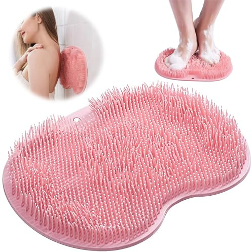 Tapis de Bain en Silicone, Brosse Pieds Douche,Coussin de Massage pour Pieds,Nettoyeur de Dos avec Ventouse,Laveur de Pieds de Douche,Foot Scrubber,Dos Nettoie,Exfolie,Masse vos Pieds Sans se Pencher