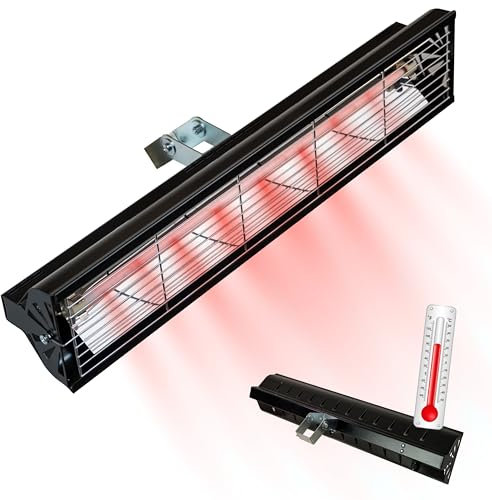 Syner Progetti Lampada Riscaldante S LBL a staffa, Stufa elettrica per esterni coperti, Riscaldamento a infrarossi, Orientamento inclinabile, Superficie riscaldabile fino a 7mq (1300 W, Nero)