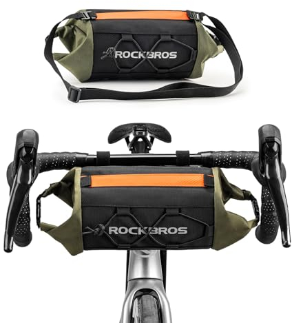 ROCKBROS Fahrradtasche Lenker Fronttasche Vorne Lenkertasche mit Schultergurt für MTB Rennrad Ebike Fahrradkorb Umhängetasche Schwarz