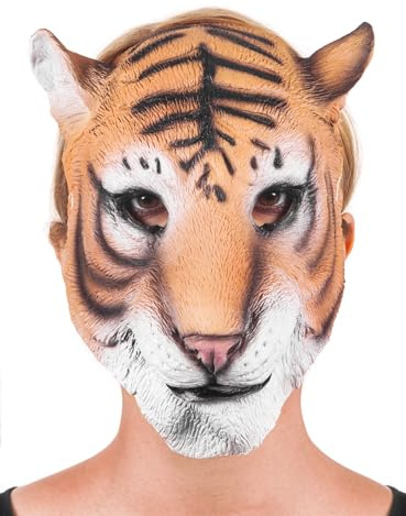 Maskworld Tiger Halbmaske aus Latex - Verkleidung für Halloween, Karneval & Motto-Party