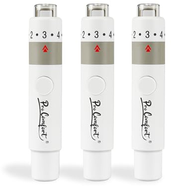Pro Comfort Lancing Device Pen Less Pain, 3-Pack, Blood Sampling Pen, Used with Twist Top Lancets for Blood Glucose Testing, Lancet Pen for Blood Sugar Monitoring, Lancing Tool, Adjustable Depths