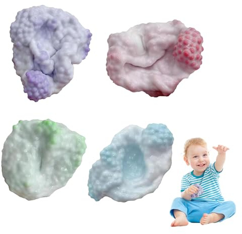 VARKAGE 4 Stück Trauben Stressball, Bunte Perlen Formbaren Vakuum Trauben Stress Ball Spielzeug für Linderung von Angst Wut für Kinder und Erwachsene(L)
