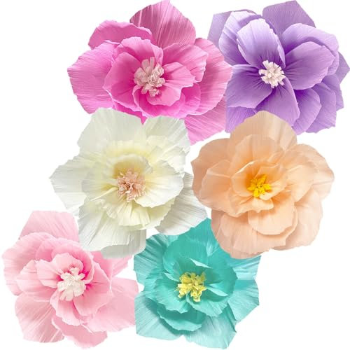 ANSOMO Paper Flowers Pink Purple Ivory Light Blue Pastel Party Decorations