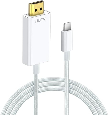 DERSUR Cable Lightning a HDMI de 13.2 pies, adaptador de teléfono a HDMI 1080P HD con sincronización AV digital iOS compatible con teléfono 14, 13, 12, 11 y salida de TV YouTube para monitor de TV,