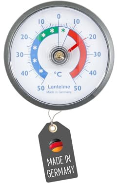 Lantelme Termómetro de frigorífico autoadhesivo con temperatura + – 50 °C, analógico, color gris, para congelador, congelador, frigorífico, frigorífico, bimetal, analógico (gris)