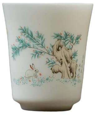 Yutu - Taza de té de cerámica esmaltada estilo chino de 85 ml