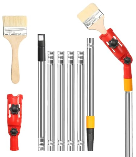YOZAIUUI Paint Brush Extender Set - 1.7m Multi-Angle Roller Extension Pole | Stainless Extendable Holder Attachments for Rollers Scrapers and Ceiling Corner Painting