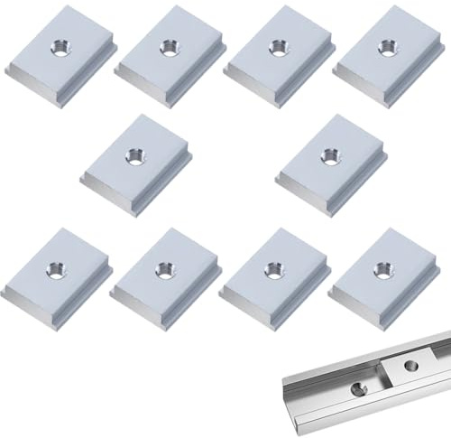 10PCS T Slot Nuts, M6 T-track Slider T-guide Sliding Nut, Aluminium Alloy Woodworking Tool (silver)