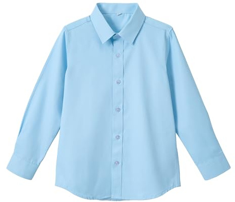 LOLANTA pojkar Button Down-skjorta långärmad formell klänning skjorta barn skoluniform skjorta, Himmelsblått, 9-10 År