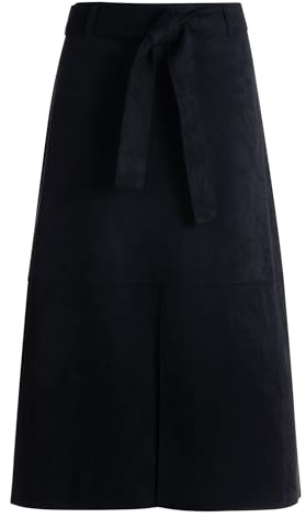 zero Damen Midirock mit Bindegürtel 38, Black Beauty