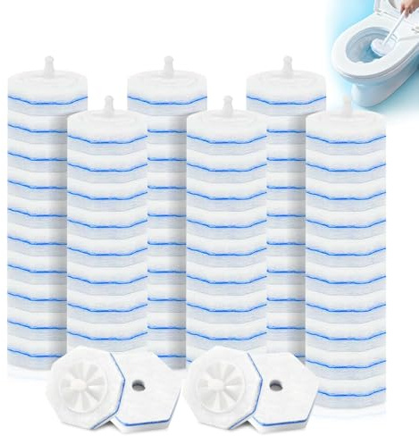 imdbean Lot de 64 recharges de baguettes de toilette, têtes de brosse de toilette jetables, recharge murale pour récurer les toilettes, tampons de recharge de nettoyant avec la plupart des brosses