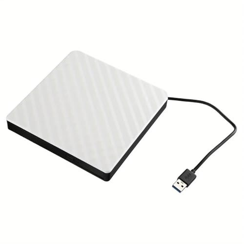 SDSKZOZP Black and White Ultra-thin External DVD RW CD Writer Drive, Burner, Reader, Portable Stereo Texture Laptop USB3.0