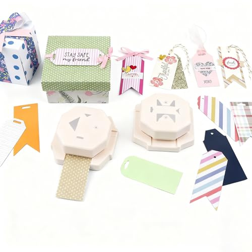 2 perforadoras de etiquetas 4 en 1 para manualidades de papel, perforadoras de esquina de etiquetas de 4 cm/3 cm/2 cm para manualidades, 8 formas de tarjetas, cortador de esquinas, proyectos de