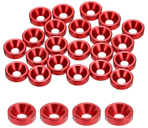 sourcing map Lot de 20 rondelles à tête fraisée M2 en aluminium anodisé pour vis RC/FPV/PC/drone/accessoires mécaniques (rouge)