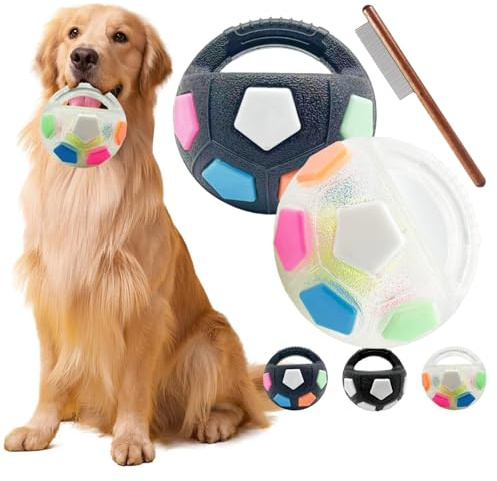 Generisch Antistressball Hund, Hundeball Mit Handle, Interaktives Hundespielzeug, Haltbares Hundespielzeug Mit Quietscher, HundefußBall Spielzeug FüR Mittlere GroßE Hunde, Indoor & Outdoor (B)