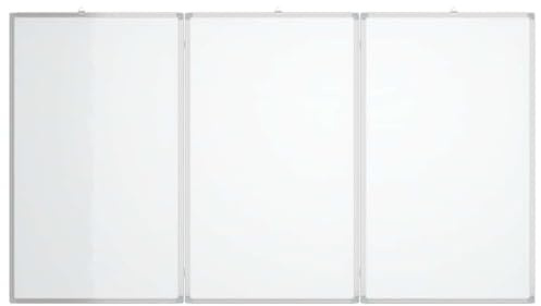 Tableau blanc magnétique pliable en 3 parties 120 x 100 x 1,7 cm avec cadre en aluminium et paroi arrière en métal Forte adhérence magnétique Idéal pour le bureau à domicile, la formation, la