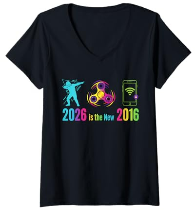 Women's 2026 is The New 2016 Retro Nostalgia Vines Decade Meme V-Neck T-Shirt