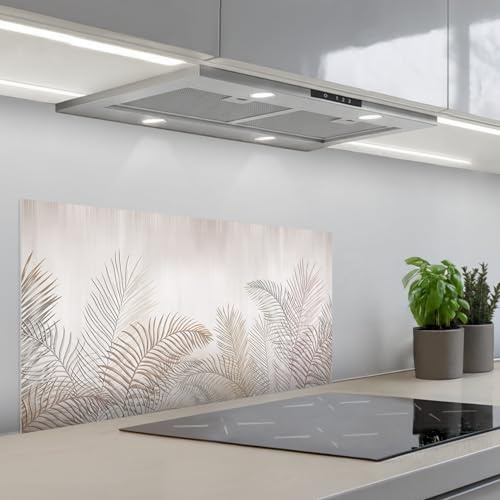 KitchenYeah© Credence Cuisine Sur Mesure Plaque Adhesive Murale Panneau | 45x90 cm - Decoratif Interieur Peel And Stick Mural Protection Mur Feuilles - Beige - Botanique - Vintage