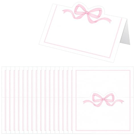 Place Cards, Name Cards for Table Setting, Pink and White 30 Pcs