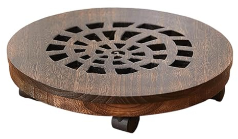 Homyl Support à Plantes en Bois à roulettes, Idéal pour Balcon et Jardin, avec Plateau pour Pots de Fleurs et Chariot pour Plantes, pour Une Utilisation Int, 21cm Style C