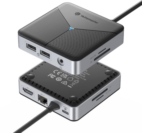 Yottamaster Estación de acoplamiento 8 en 1 para MacBook/iPad/Dell/Lenovo | Hub USB C con HDMI 4K, puerto Ethernet de 1 Gbps, entrega de energía de 100 W, SD/TF, audio de 3.5 mm