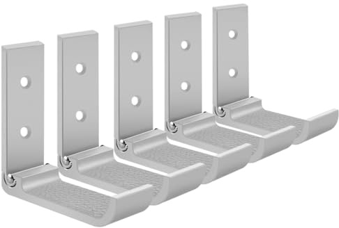 Geekria Foldable Wall Mount Headphones Holder, Headset Wall Hanger, Aluminum Wall Mount Hook, Hold Up to 1kg with 3M Tape, 20kg with Screws, Stand Come with Protective Pad (Silver / 5 Pcs)