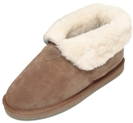 Deluxe Ladies Sheepskin Slipper Womens Boots with Foldable Cuff (6, Chestnut)