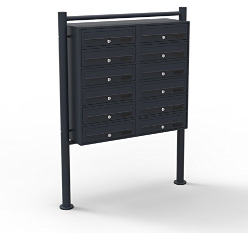 Mailbox System 12 Doors black Letterbox Postbox Pillar Letter Mail Post Box