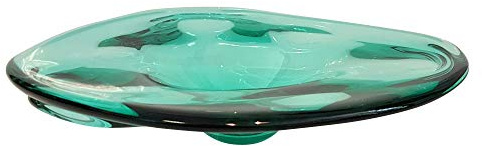 Oberstdorfer Glashütte Ciotola grande verde trasparente, ciotola decorativa moderna in vetro soffiato a mano, diametro ca. 32 cm, altezza ca. 7 cm