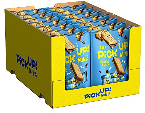 PiCK UP! minis Choco&Milk (14 x 127 g), Mini-Keksriegel mit knackiger Milchschokolade und Milchcreme zwischen zwei Keksen, der Snack zum Teilen, 14 x 12er Beutel