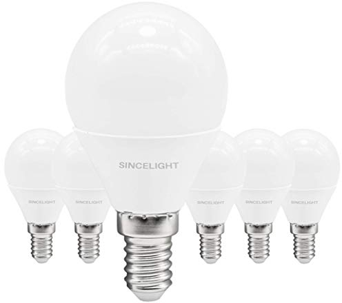 SINCELIGHT LED Glühbirnein (P45-Lampe) mit E14-Sockel, 2 Watt, Warmweiß(2700K), 150 Lumen, entspricht 15W, SES kleine Edison-Schraube, 6 Stück