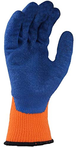 UCI Koolgrip-II dicke Latex-Handschuhe mit Handflächenbeschichtung, Orange, hohe Sichtbarkeit, Größe L, 1 Paar