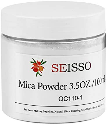 SEISSO Glimmerpulver – 100 g, silberweißes natürliches Epoxidharz, Farbpigmentpulver für Seifenherstellung, Schleim, Nägel, Farbe, Badebomben-Farbmittel usw.