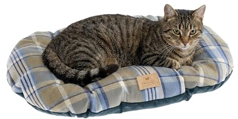Ferplast Scott Coussin Rembourré Double-Face/Écossais/Velours Doux/Lavable pour Chien/Chat Bleu 55/4 1 Unité