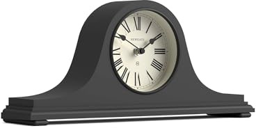 NEWGATE® Time Machine mantel clock | Classic napoleon’s hat design | Dark grey | Roman numerals | Traditional style for desk, table top, shelf or bedside