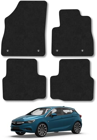 Vauxhall Astra K (2015-2021) Car Mats Accessories Tailored Fit Carpet Floor Mats Non Slip Black Trim Full Coverage Compatible Accessory Front Rear Set Anti Slip Granulated Backing Hand-Finished Clips