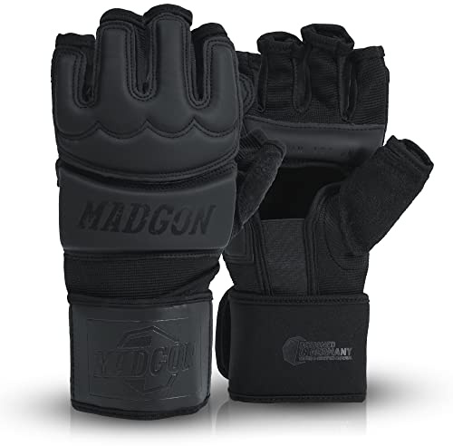 MADGON Professionella MMA Handskar - Professionell Kvalitet - Högkvalitativ Konstruktion - för Boxning, Träning, Slagpåsar, Free Fighting, Grappling, Kampsport - Boxningshandskar