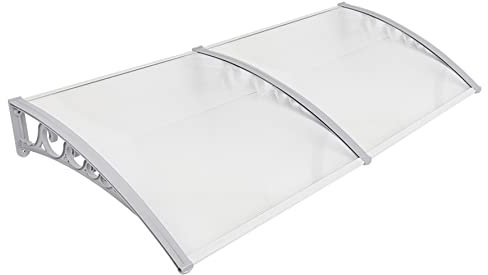 HUOLE Auvent de Porte et Fenêtre, Marquise en Polycarbonate, Résistant à la Pluie et aux UV (80x240cm)