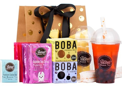 Bubble Tea Kit Syrup Gift Set with 6 Servings | Syrup + Tea + Boba Set | The TeaShed