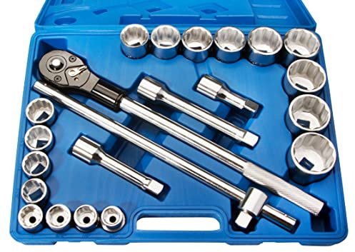 otgerlensker products - Professioneller 3/4 Knarrenkasten Zoll – 22-teiliger Steckschlüsselsatz 7/8 bis 2, CV-Stahl, 12-Kant