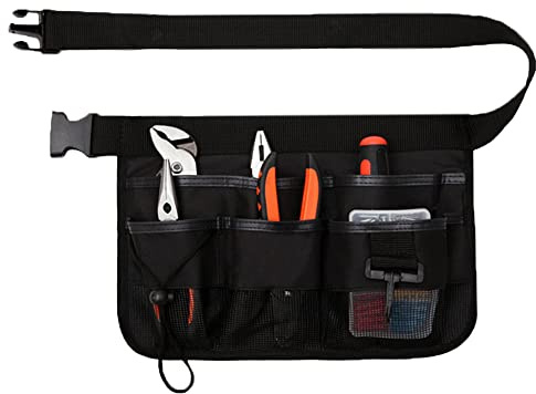 Gartenwerkzeuggürtel, Gartengerätegürtel, Multifunktionale Werkzeugtasche, Werkzeug Gürteltasche, 7 Taschen, Wasserdicht, mit Verstellbarem Hüftgurt, für Haus, Garten, Camping, Reinigung (Schwarz)