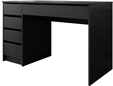 Mirjan24 Schreibtisch Ada, 5 Universale Schubladen Schülerschreibtisch Computertisch Kinderschreibtisch Arbeitstisch PC-Tisch Jugendzimmer Kinderzimmer (Schwarz)