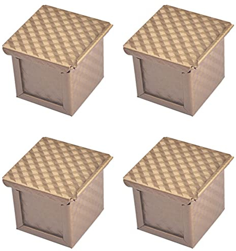CHEYLIZI 4 x pagnotta con coperchio stampo toast pane pullman pagnotta con coperchio antiaderente mini cubo d'